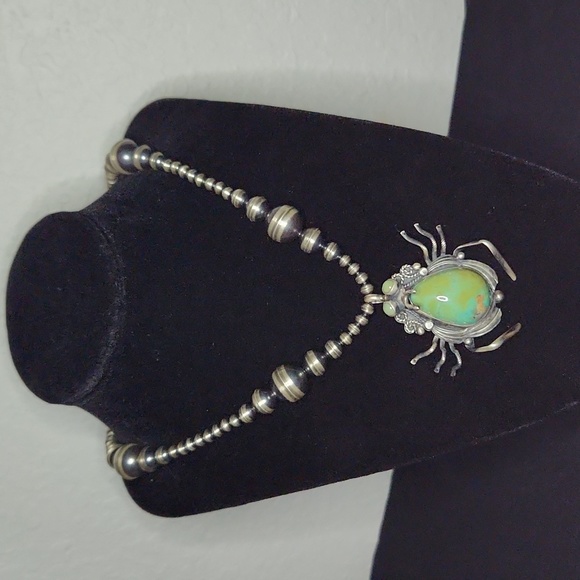 NWOT Native American Made SS Bench Bead Necklace - Picture 6 of 7